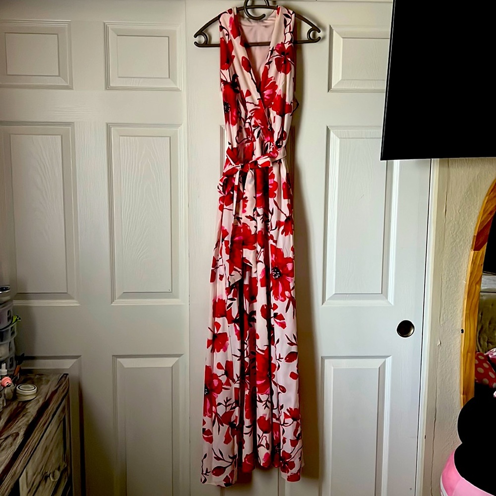 long floral dress.